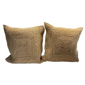 Indaba Set Of 2 23" x 23" Artisan Neutral Jute Woven Accent Pillow + down insert